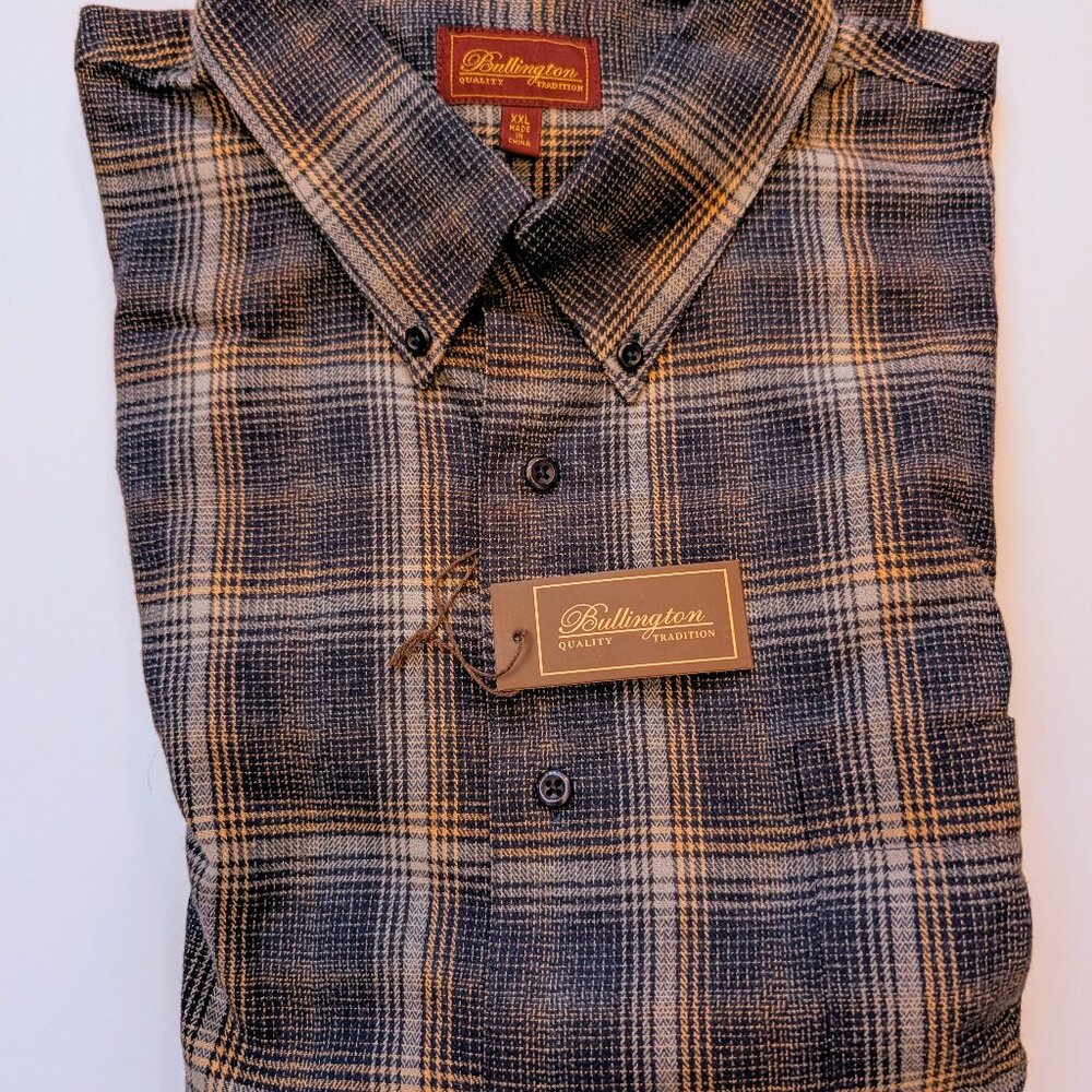 Bullington Brushed Cotton Blend Flannel - XXL - Navy Gold - Picture 2 of 2